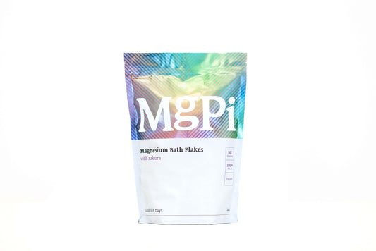 MgPi magnesium bath flakes packaging on a white background
